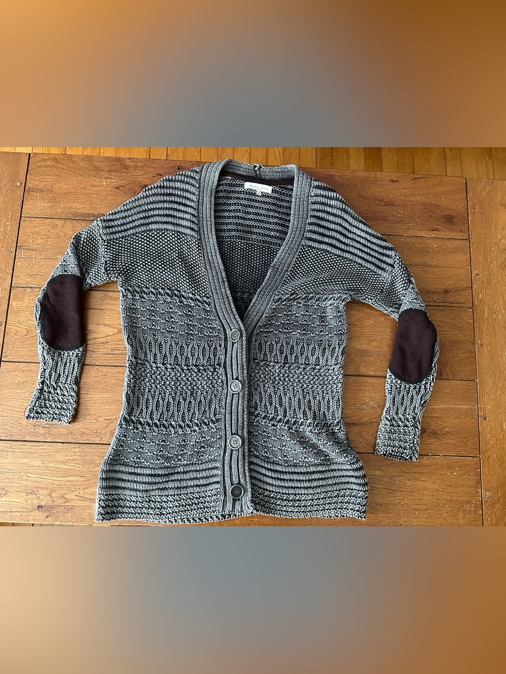 Gilded intent cable knit button up sweater size small